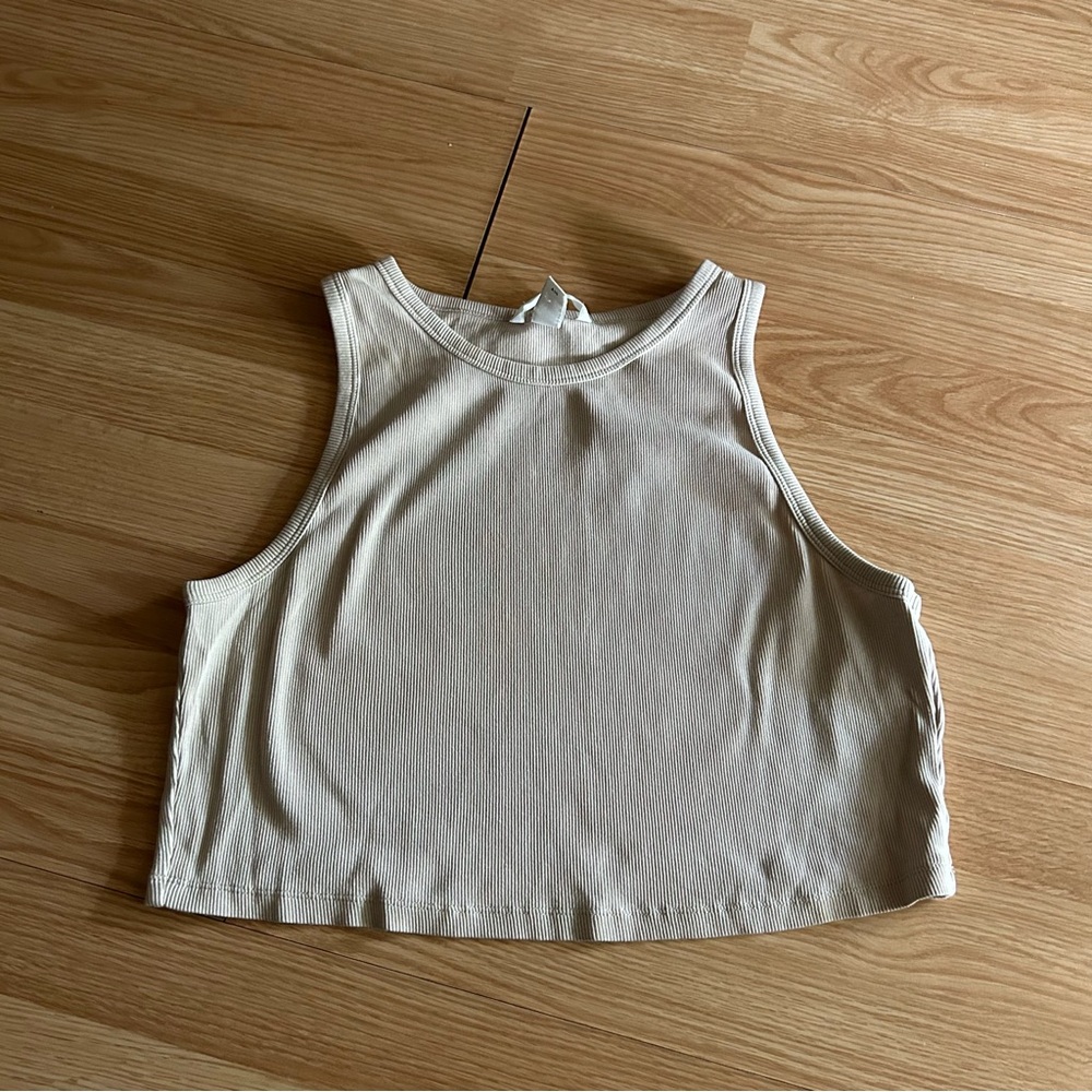 H&M Beige Light Ribbed Cropped Tank XL